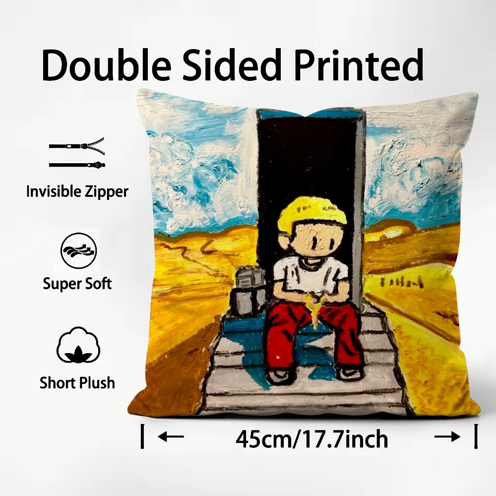 Famous Rapper AAsen Cool Cushion Cover Plush Fabric Soft DoubleSided Printed Sofa Warm Winter Home Child Gift Pillow Case
