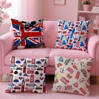 LOVE England Printed Cushion Cover Comfortable Reversible Pillow Cover Ideal for Car Sofa Bedroom & Beyond