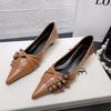 European and American style pointed head shallow mouth buckle thin belt kitten heel single shoes women's autumn 2025 shallow mouth low heel women's sh