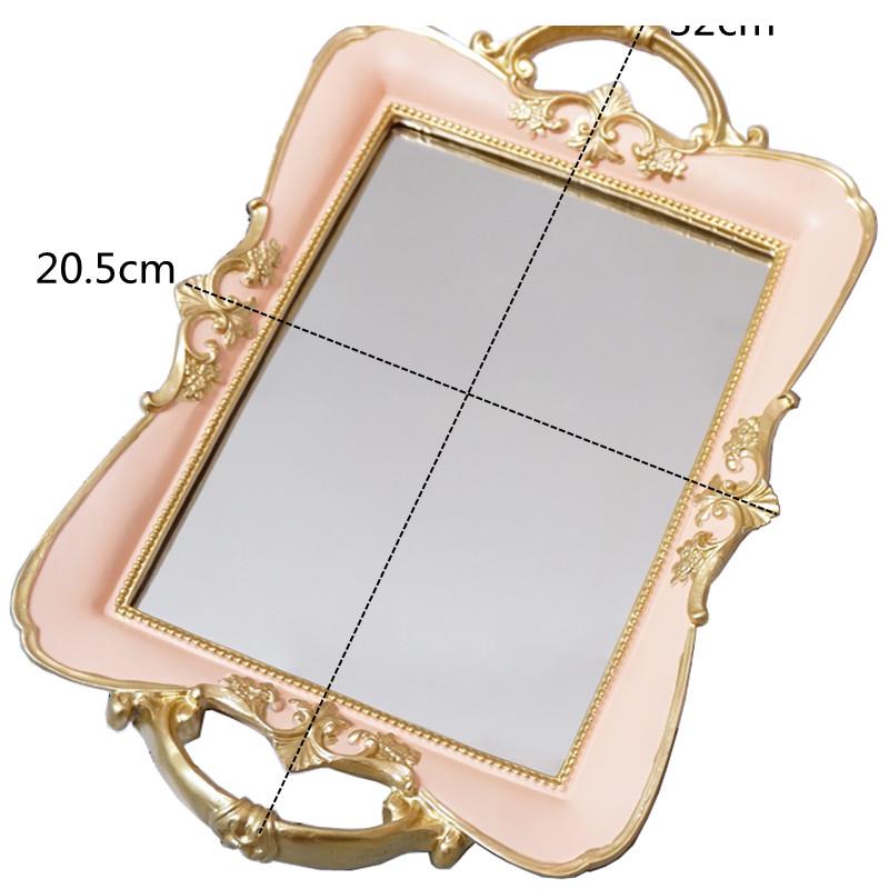 Europejski Szklany Taca Lustrzana Retro Rzeźbiona Żywica Dekoracja Stołu Weselnego z Deserami Przechowywanie