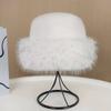 Warm Mink Fur Fisherman Hat Korean Style Fluffy Warm Hat Simple Plush Bucket Hat  Ski