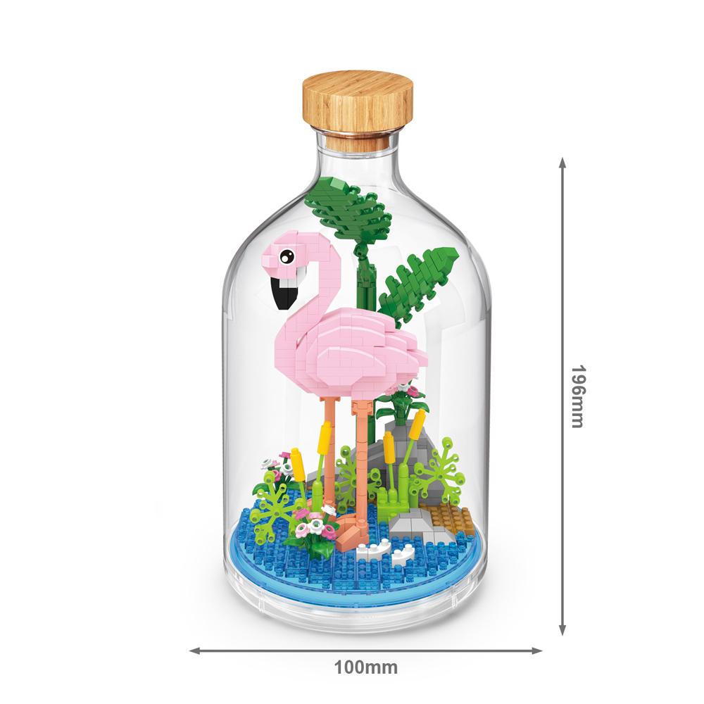 

Idea Bird In A Bottle Micro Diamond Block Grus Japonensis Flamingo Toucan Peacock Construction Brick Model Toy Sets Nanobricks
