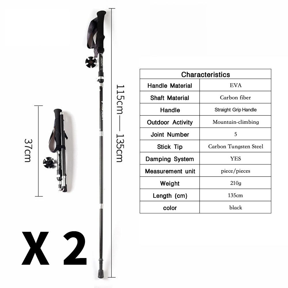 Trekkingstöcke 2 Stück Kohlefaser Faltbare Teleskopstöcke Leichtes Wandern Wanderstock Kletterstock