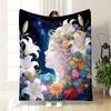 Abstract Art of Moon, Sun, and Flowers Printed Blanket, All-Season Multi-Use for Nap Camping Travel Car Sofa Luxury Gifts