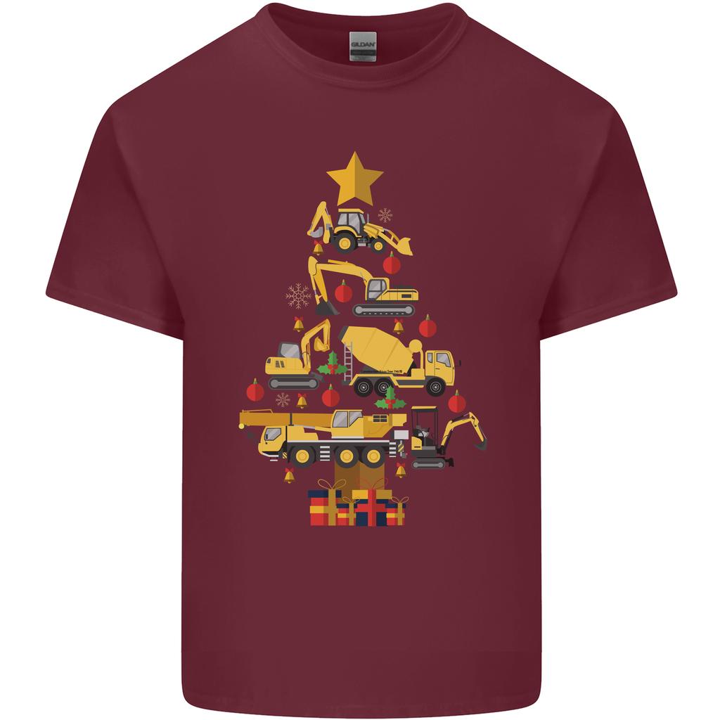 Construction Christmas Tree Digger Lorry Crane Unisexs Light Cotton TShirt