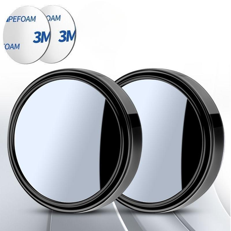 New 2pcs Convex Mounted Auxiliary Rear-view Mirror 360 Degree Rotation Wide-angle Round Frame Blind Spot Rear-view Mirror