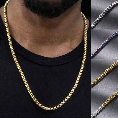 Nerezová kulatá článková řetězovka pro muže chlapce čtvercový Rolo náhrdelník ženy Hip Hop šperky dárky šířka 3mm délka 60cm C021