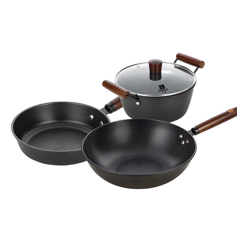 

SANHO T321 Nitrided Hammered Iron 3-Piece Cookware Set