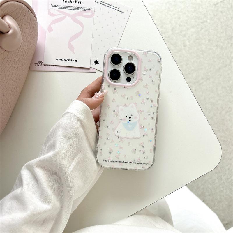 

Pink Floral West Highland White Terrier iPhone Case for 16ProMax/15/14 - Cute Girlish Heart Design iPhone 16 Pro