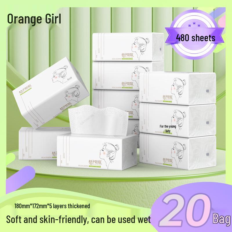 Orange Girl Stor Pakke Ansiktsservietter - 480 Ark, L Størrelse, Gratis Frakt