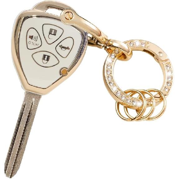 Key Fob Cover With Metal Keychain Compatible With Toyota 2008-2013 Avalon / 2007-2011 Camry / 2008-2013 Corolla / 2009-2014 Venza Accessories Soft
