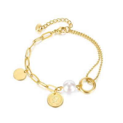 Fashion Retro Titanium Steel Portrait Round Brand Jewelry Versatile Stainless Steel Niche Bracelet Women