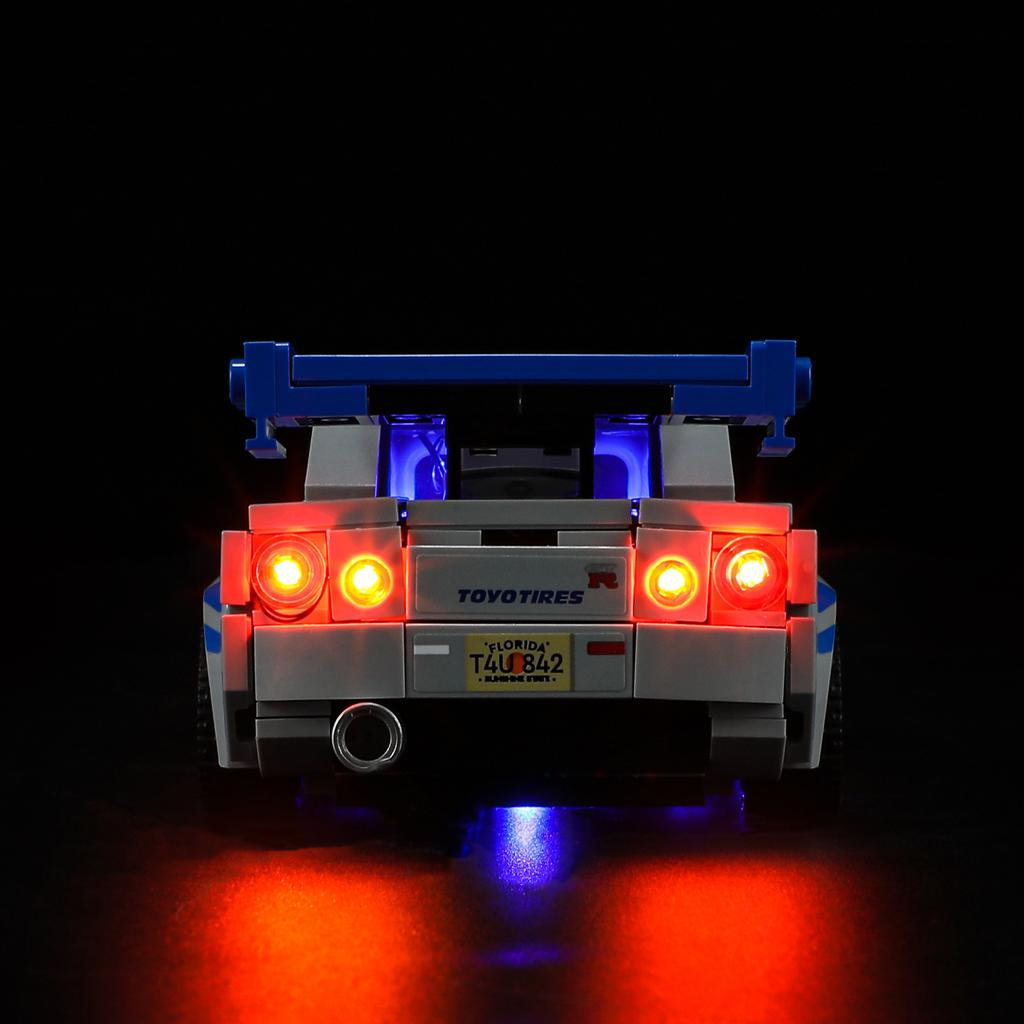 Gör-det-själv LED-belysningskit för LEGO Speed Champions 76917 2 Fast 2 Furious – Nissan Skyline GT-R (R34) Byggklossleksaker Justerbara Belysningstillbehör