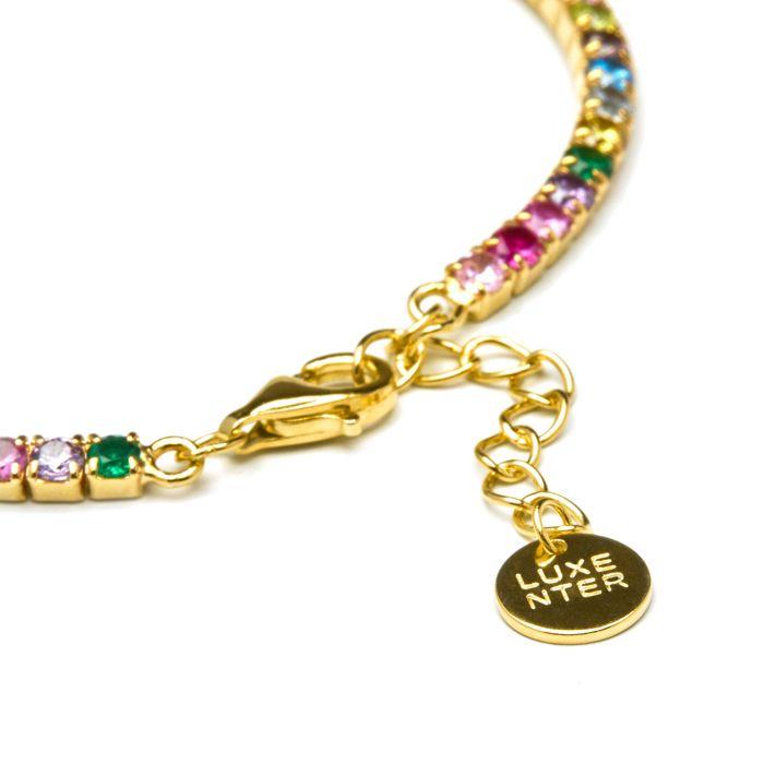 Bracelet - Luxenter - Tahu - Argent 925 - Or jaune 18K - Zircons multicolores