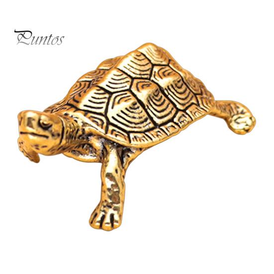 Small Brass Tabletop Decor Vintage Turtle Statue, Metal Animal Figurine, Handcrafted Unique Art Piece Artistic Desktop Sculpture Ornament for