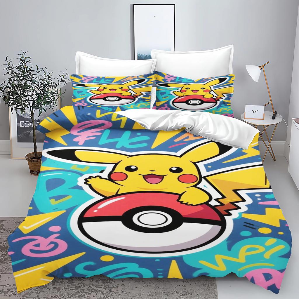 PokéMon Tuya Anime Home Bedroom Comforte Nordic Polyester Material Suitable for Children and Adults 3-piece Set
