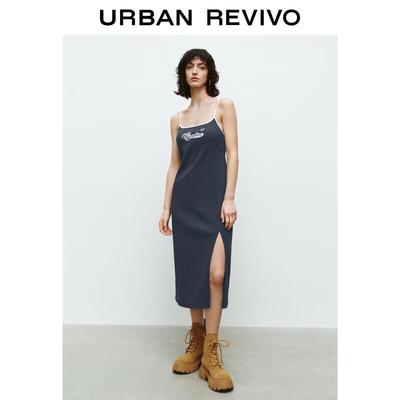 UR Women's American Retro Letter Slit Strap Dress