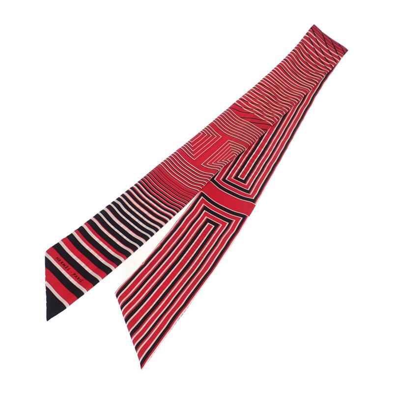 HERMES   Scarf Red/black Silk Women