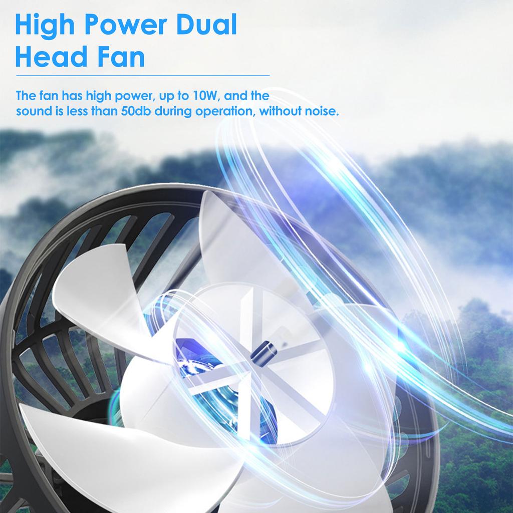 Car Fan for Backseat Dual-Head USB Powered Car Cooling Fans with 3 Speeds 360° Rotatable 5V Electric Car Seat Fan Powerful