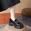 Women's new metal buckle single shoes platform patent leather lazy two wear casual small leather shoes, small size