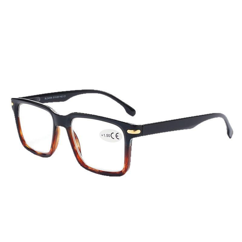 B24009 Unisex Square Reading Glasses with Fashionable Nail Design and Anti-slip Groove Temples