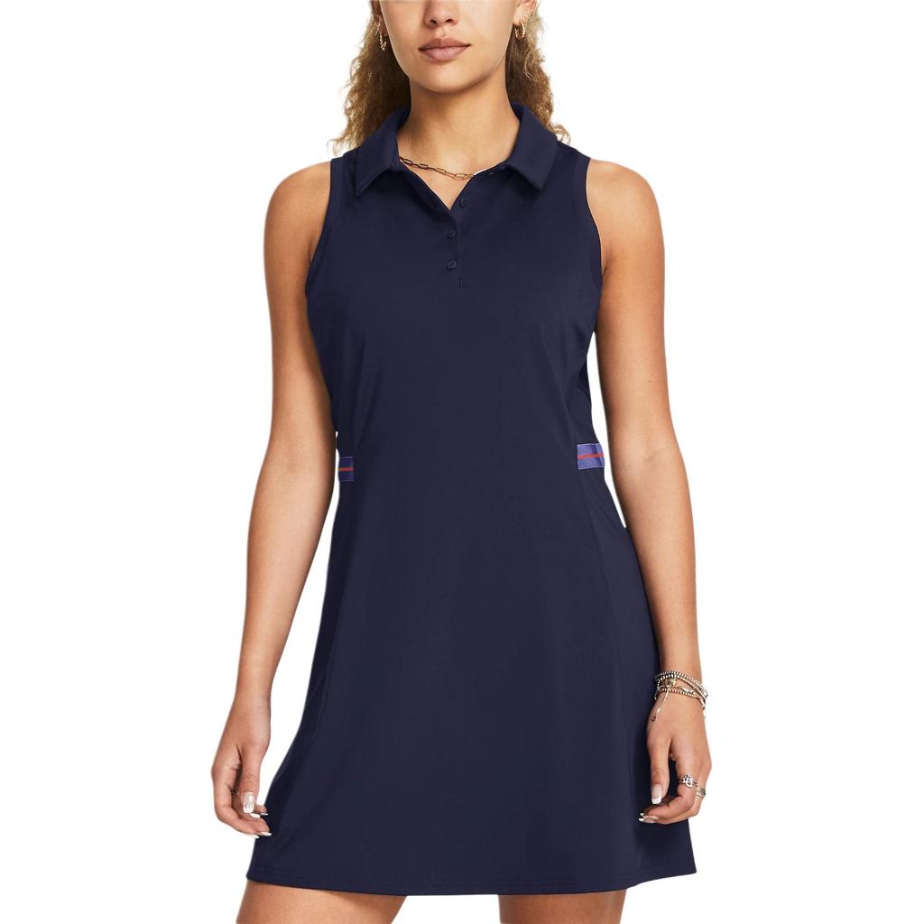 Under Armour Ua Empower Einfarbiges Polokragen Figurbetontes Ärmelloses Kleid Damen Kleider Marineblau 1382818-410