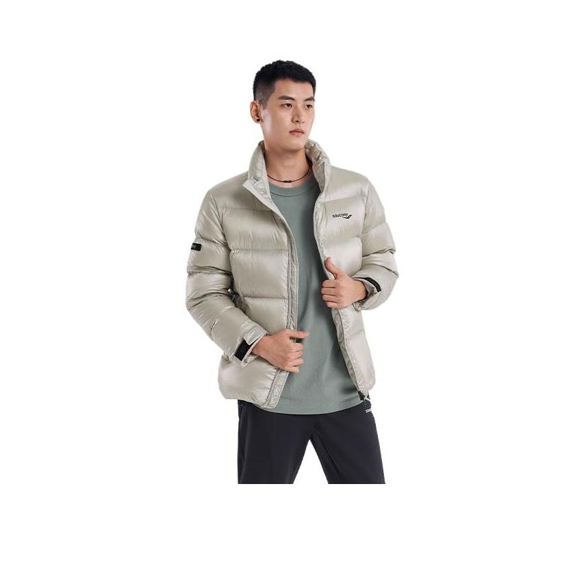 

SAUCONY Однотонная пуховая куртка с воротником на молнии Мужская верхняя одежда Ярко-серебристый SC2220002-1 M