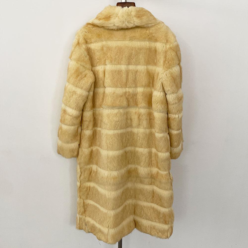 OFTBUY Winter Women Coat Natural Rabbit Fur One-piece Belt Turn-down Long Warm Thickened Jacket Customized Colors Overwears