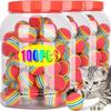 100/10 PIEZAS Pelotas de Juguete para Mascotas Interactivas Arcoíris Bolas de EVA Juguetes de Entrenamiento para Gatos Perros Bolas Suaves de Salto Automático Suministros para Jugar Mascotas