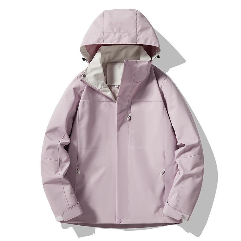 2024 Spring/Autumn Couple's Hooded Windbreaker - High Quality, Windproof, Waterproof, Wear-Resistant, Trendy, Versatile Solid Color Jacket