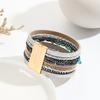 Stone Leather Bracelet for Women Retro Multilayer Crystal Snake Skin Wide Bangles Jewelry Gifts