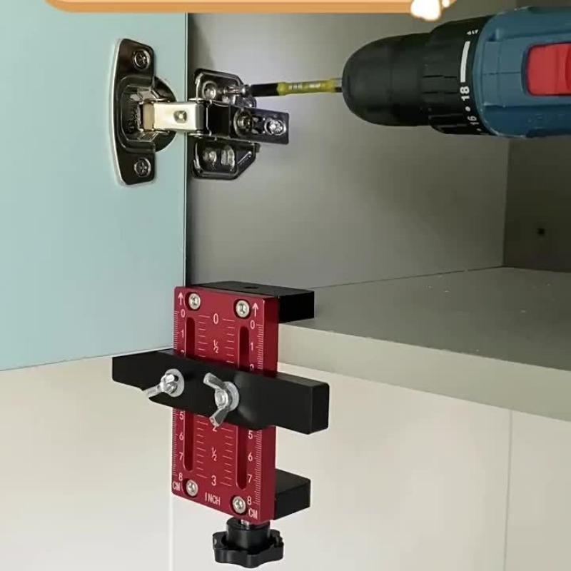Aluminum Cabinet Door Positioning Jig, Precision Measurement Drilling Tool, Manual Tool Kit for Home Renovation, Metal & Aluminum Material