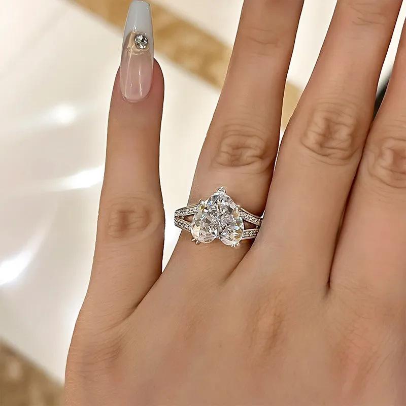 Lindon Classic Copper Alloy Zircon Ring Ladies Jewelry Wedding Promise Party Gift