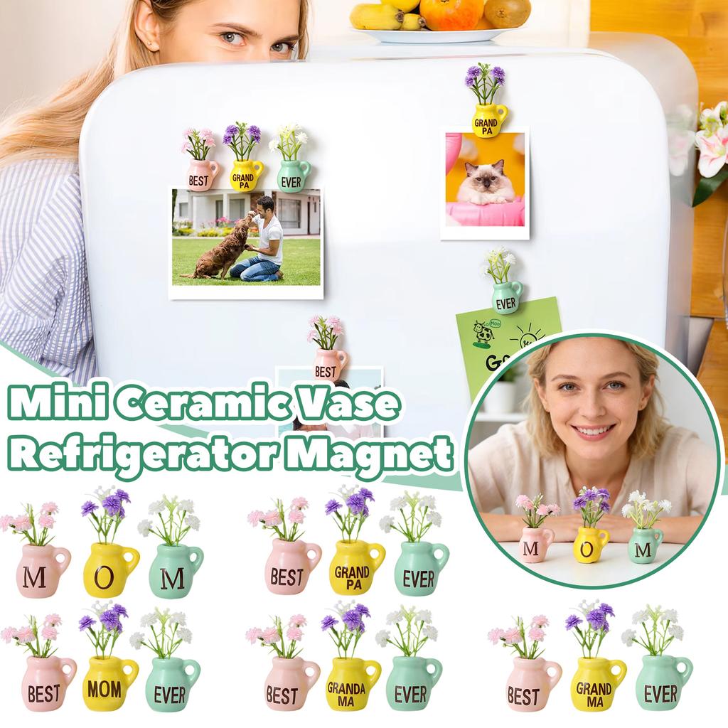 Ceramic Vase Fridge Magnets – 3D Flower Vase Refrigerator Magnets With Fake Flowers, Cute Kitchen & Home Decor, Unique Birthday For Mom & Women