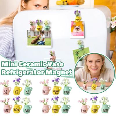 Ceramic Vase Fridge Magnets – 3D Flower Vase Refrigerator Magnets With Fake Flowers, Cute Kitchen & Home Decor, Unique Birthday For Mom & Women