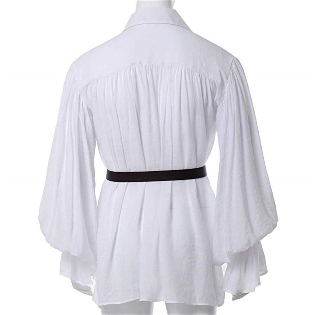 High Quality Fashion Men Bandage Long Sleeve  Shirt Gothic Man Blouse