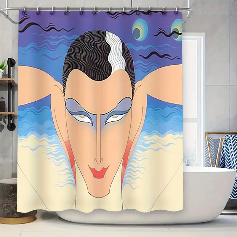 

Unique Shower Curtain Modern Abstract Art Bathroom Decor Waterproof Fabric Liner Backdrop W60H190(CM)-1 Pcs