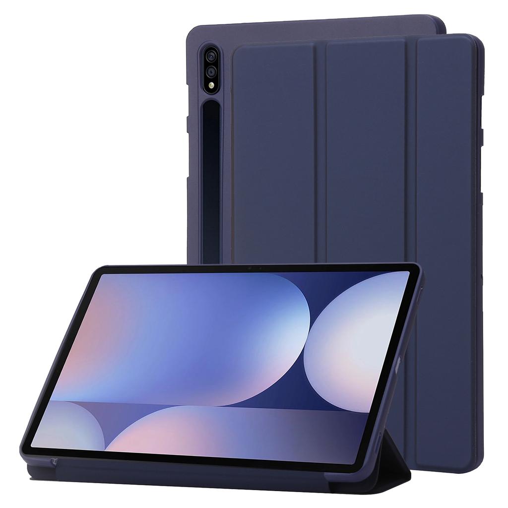 For Samsung Galaxy Tab S10+ Case PU Leather+Silicone Tri-Fold Stand Tablet Cover