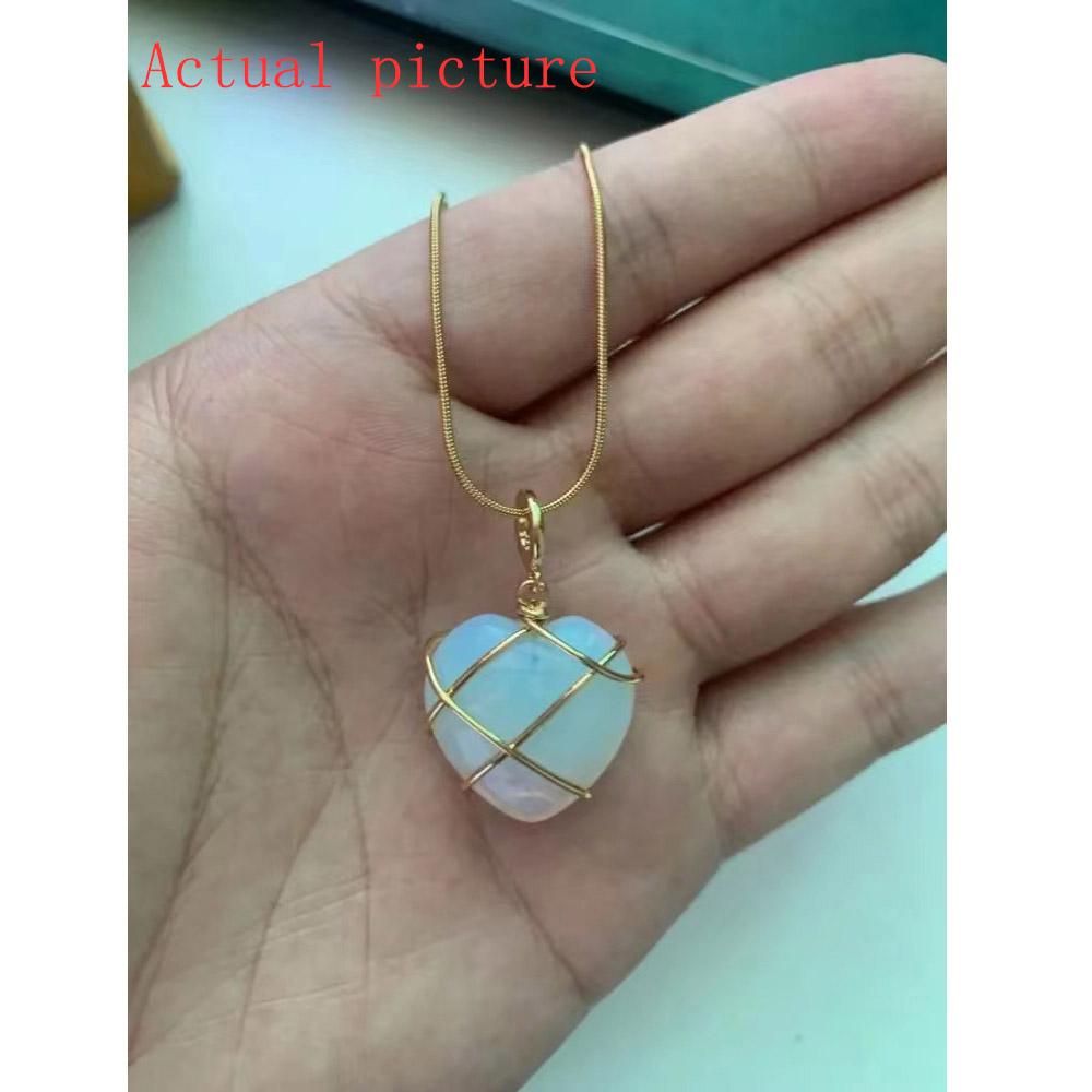 Collana Con Ciondolo a Forma Di Cuore, Collane Da Donna Moda Opal Heart