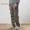 Men Cargo Pants Loose Solid Color Vintage Style High Street Style Wide Leg Straight Leg Multi Pockets Streetwear Outdoor Travel Trousers
