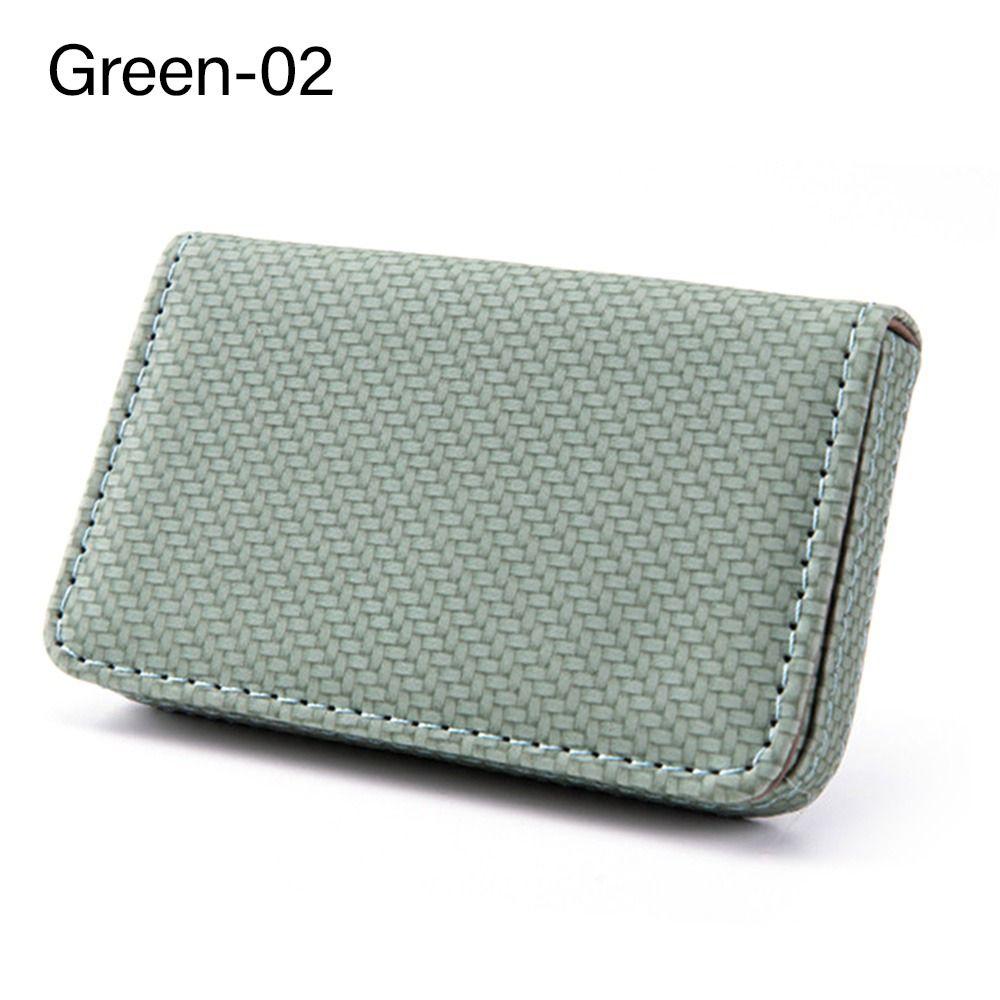 

& Woman With Magnetic Buckle PU Leather Business Card Holder Card Pocket Card Case Name Card Holder Green-02