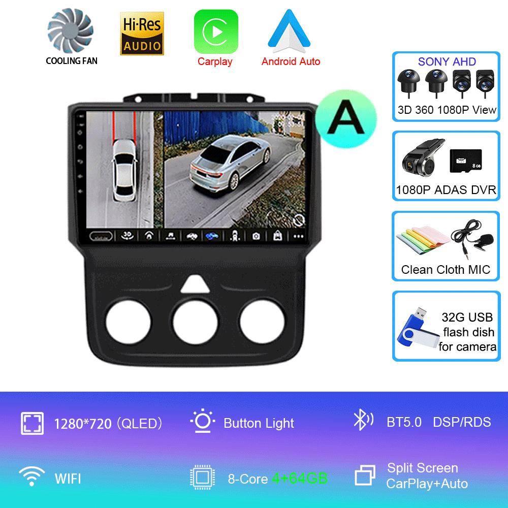 Android 14 Car Radio For T Dodge Ram 1500 2500 3500 2013-2018 Multimedia Stereo Video Player WiFi 4G Carplay Auto GPS Navigation