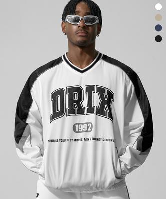 DRIX Applique Graphic Oversized Warm-Up Pullover_4Color