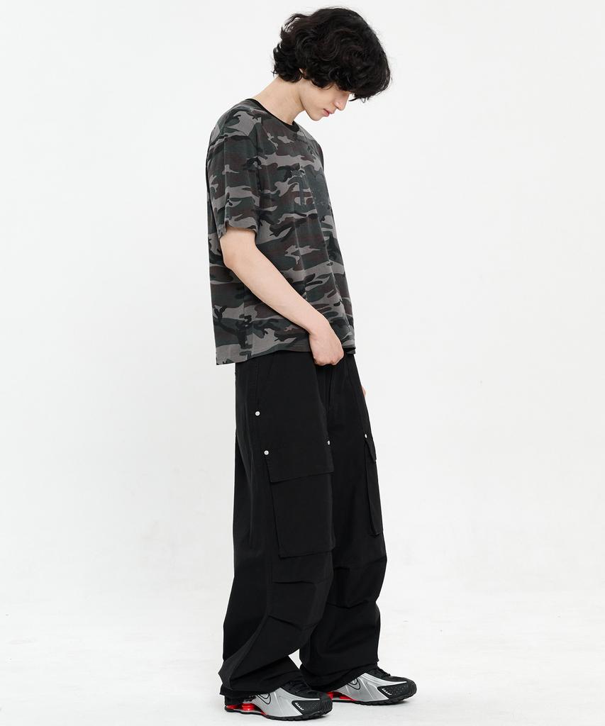 SCALLYWAG Washed Fatigue Front Cargo Pants [Black]