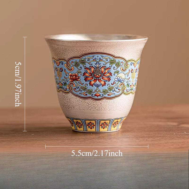 

999 Gilded Silver Tea Cup Chinese Enamel Master Cup Household Tea Cups Small Capacity High-end Tea Cup Drinking Utensils 40ml