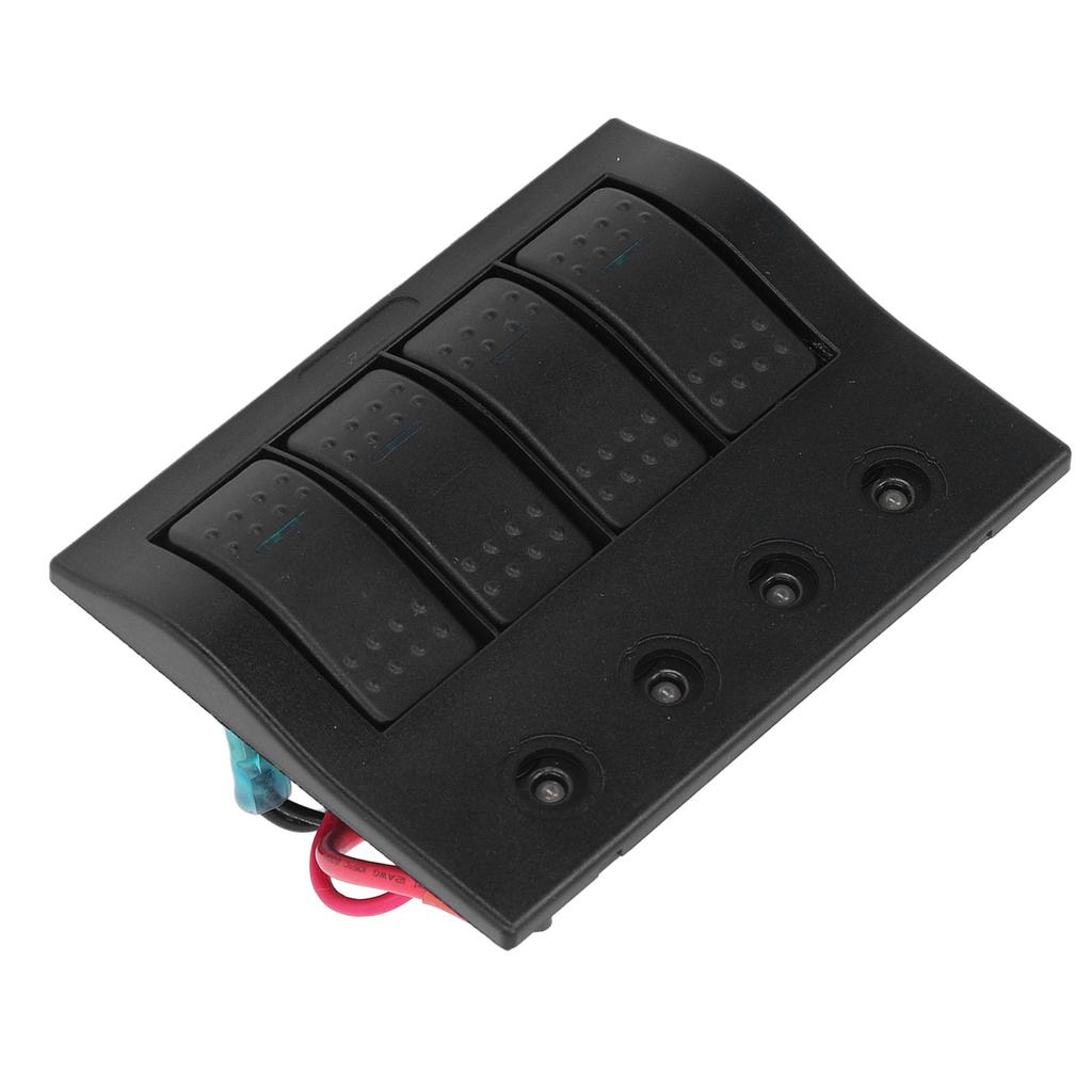 Rocker Switch Panel 12V 24V 4 Gang LED Plastic IP68 Waterproof Overload Protector 2x10A 2x15A for