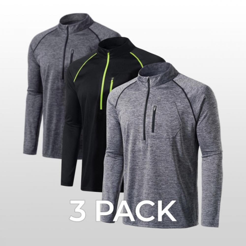 

Набор из 3 футболок с длинным рукавом TSLA Hyper Dry на молнии на четверть AO-DQZ02