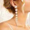 2Pcs Lightweight Long Gradient Pearl Tassel Earrings European American Style Versatile Drop Earrings for Girls Daily