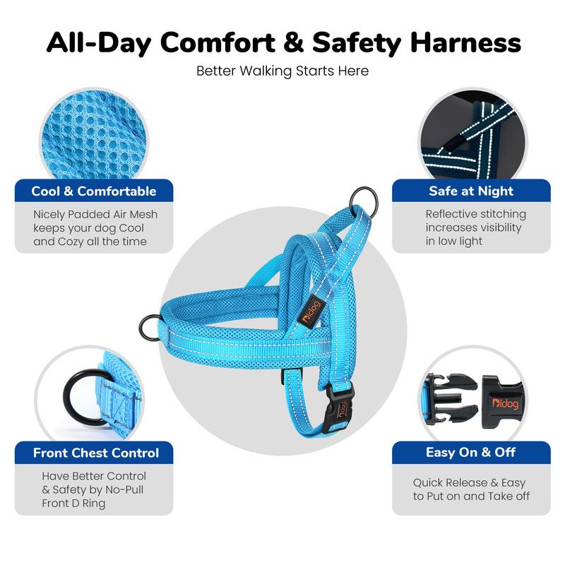 No Pull Nylon Dog Harness Mesh Padded Pet Harnesses Reflective Dog Walking Training Vest Breathable for Small Medium Large Dogs