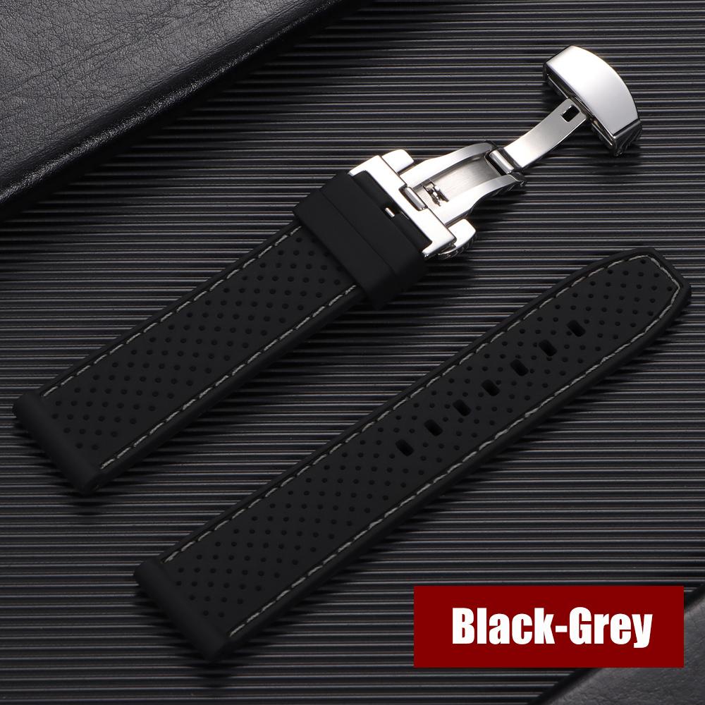 Premium Silicone Watch Band Butterfly Buckle Waterproof Soft Rubber Strap 20mm 22mm Breathable Strap Replacement Universal Watch